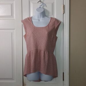 Decree  dusty rose Lace Hi-Low Peplum Cap Sleeve Top Sz L